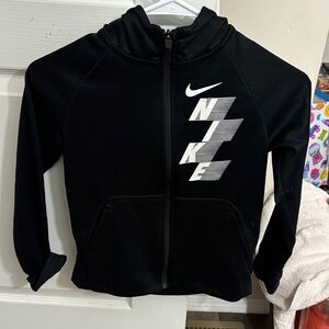 Nike Kids Black and White Zip-Up Hoodie